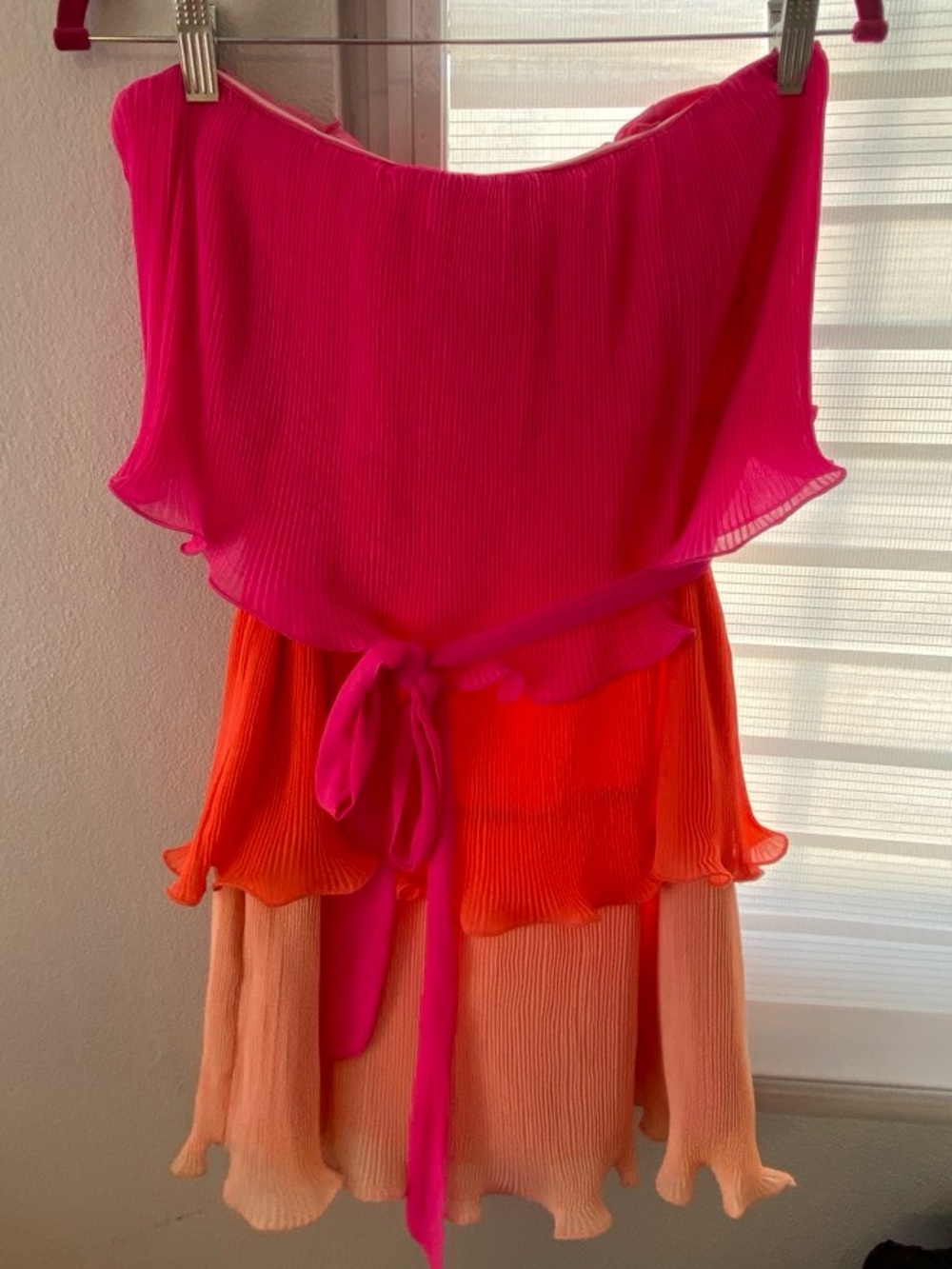 Vibrant Pink and Orange Layered Dress